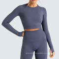 women long sleeve seamless sport shirt legging gym wear tracksuit yoga suit